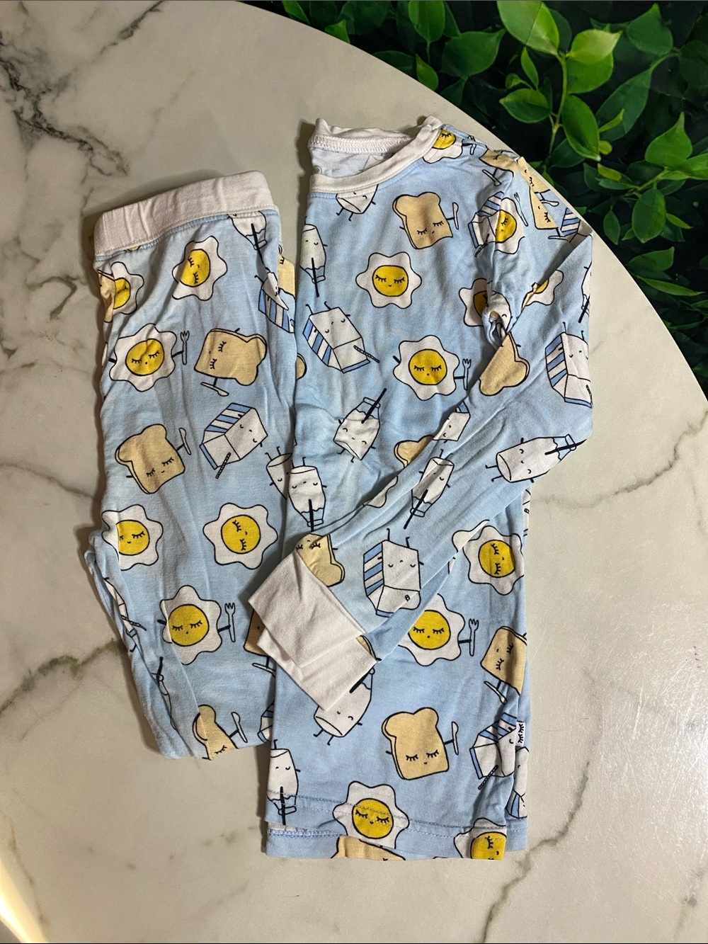 Little Sleepies Kids Breakfast Print Blue Long sleeve Pajama Set
